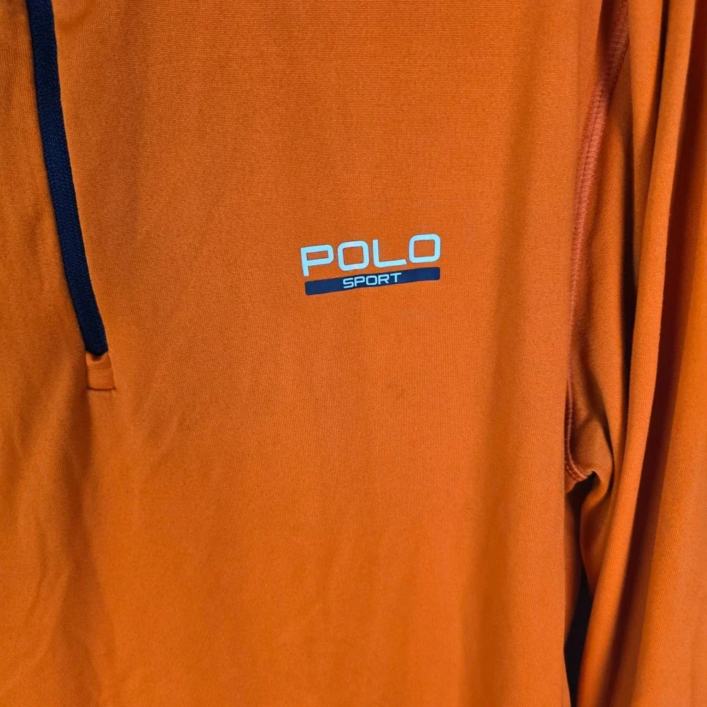 Polo Sport Ralph Lauren Mens Orange Quarter Zip Performance Pullover Size Medium